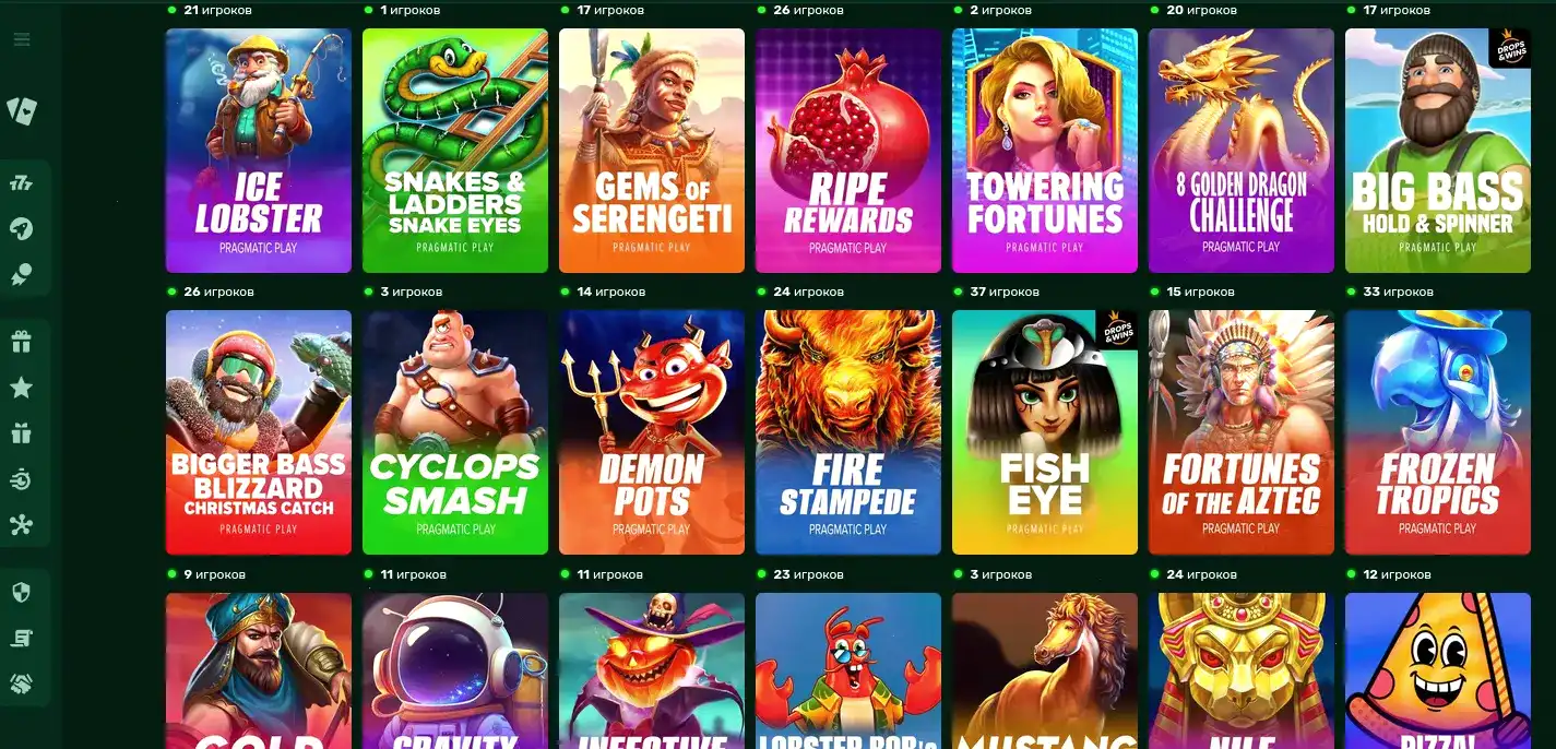 Каталог игр казино Ва-Банк с автослотами, fruit party и колесом фортуны